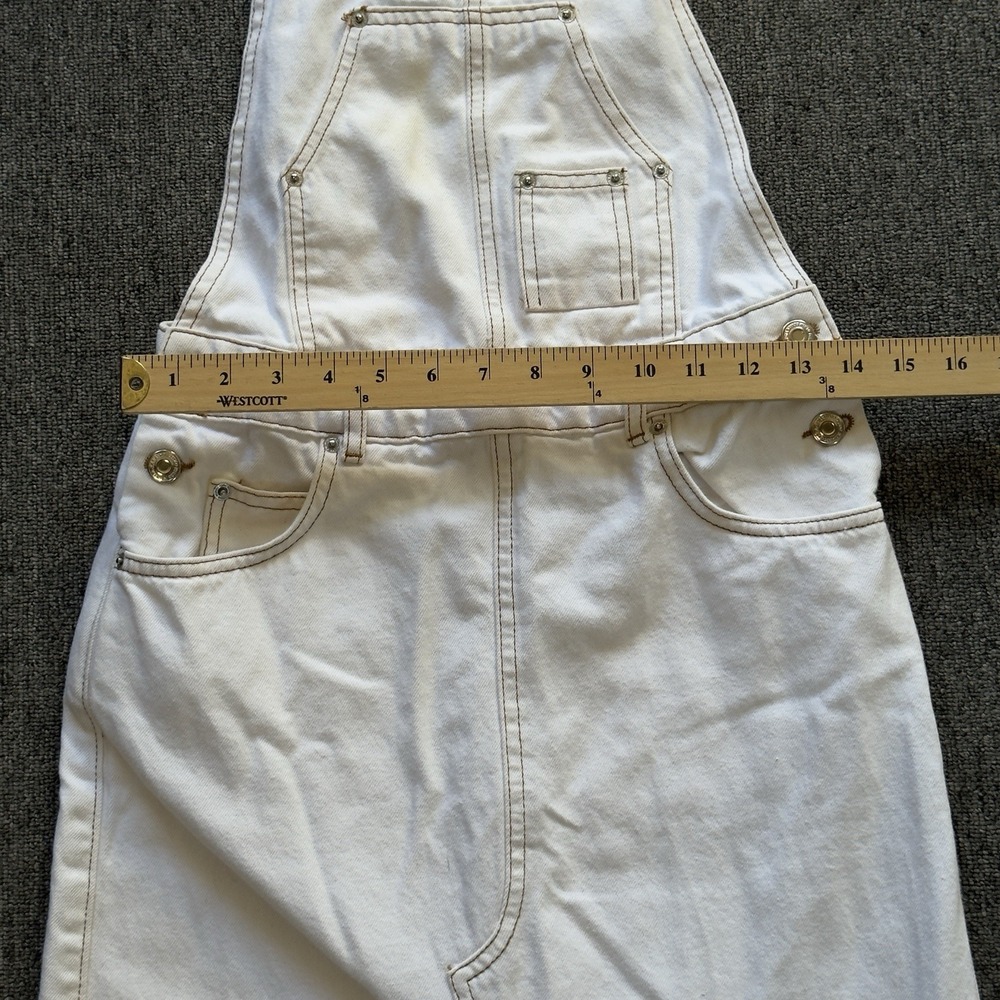 Zara The Bib Overall Utility Midi Skirt Dress Size XS White 100% Cotton - Picture 11 of 16